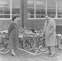 Mrs. Maurce Doebler Presents a 28 Slot Bicycle Rack to the South School